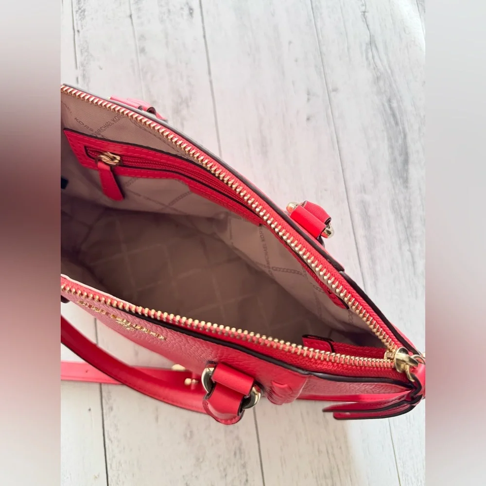 MICHAEL KORS SIENA Pebbled Leather Satchel Bag Leather Coral Dahlia